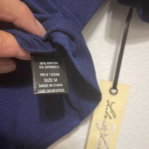 Liberty Love Blue Buttoned Crop Peplum Blouse NWT - Picture 5 of 6